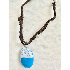 Moana pendant beach necklace - brown and blue with pearl